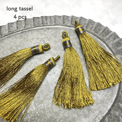 4pcs★charm・long tassel mustard（ロングタッセル）