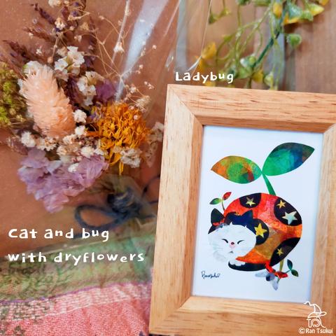 "ねこ"と"ムシ"series❨Ladybug❩ + ドライフラワーミニブーケ