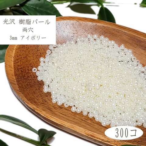 樹脂パール 3mm 600個 両穴 アイボリー ◇ 白 光沢 ABS プラスチック PP0003IV-D