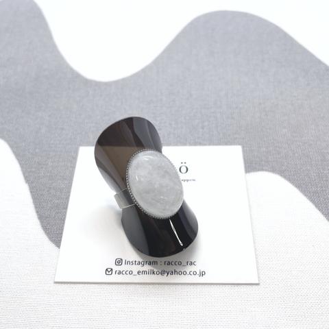 oval  stainless ring 天然石 水晶18×13mm オーバルカボションリング サイズフリー