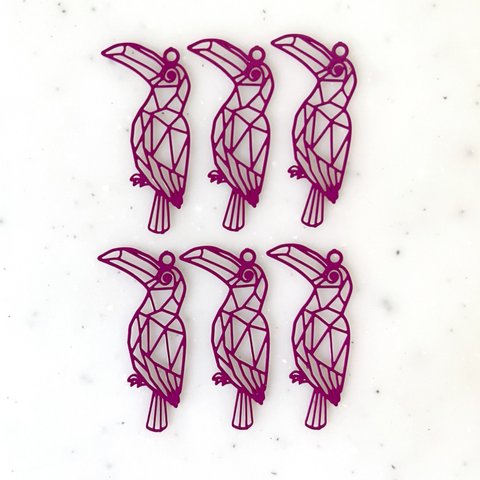 Dark Pink Filigree Parrot Pendant Tops