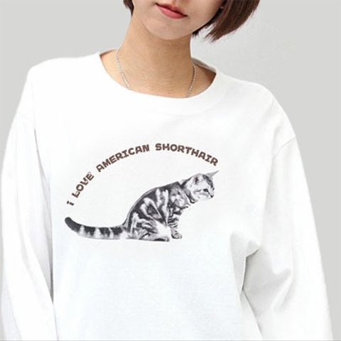 アメリカンショートヘア 猫 の 長袖 Tシャツ/メンズ レディース あります 猫好き への ギフト に選ばれています！