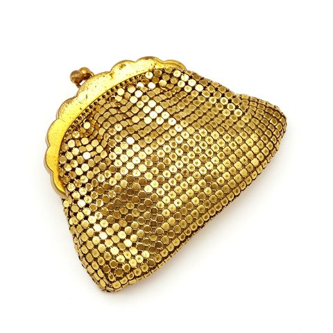 50s USA 「Whiting & Davis」 Vintage Gold Chain Mesh Coin Purse