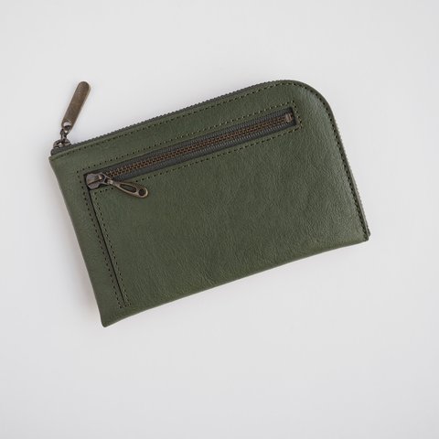 薄くて軽いコンパクトな財布 10枚カードポケット　ヴィンテージモスグリーン　スクイーズ
