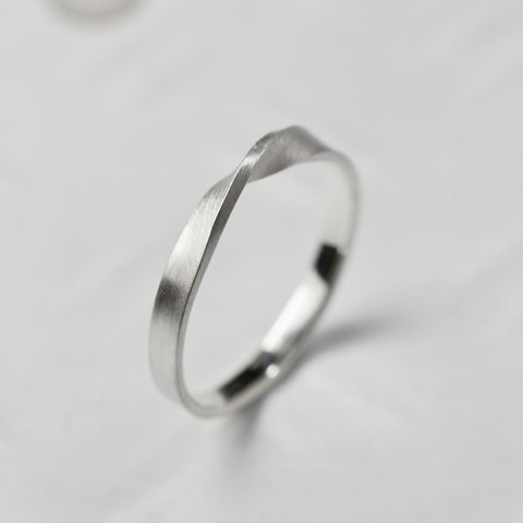 つや消し シルバーワンポイントハーフツイストリング 2.5mm幅 マット｜SILVER RING｜723