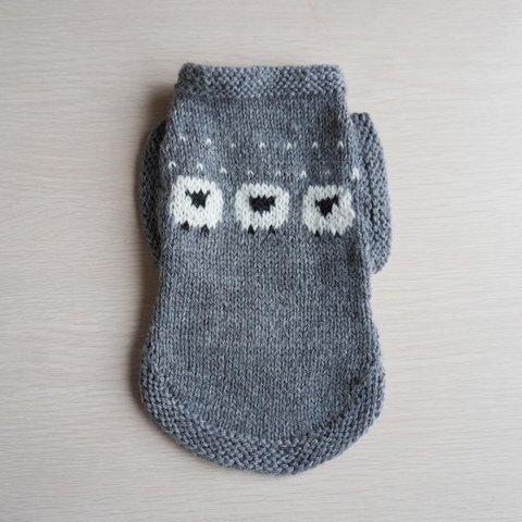 犬用ニット🐶あったか手編みセーター ひつじグレー パピー用 Tiny SS