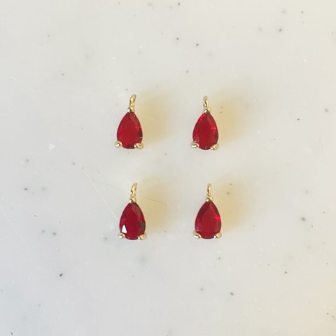 Clear Red Gold Drop Pendant Tops