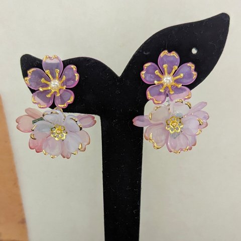 フラワー　桜　サクラ　入学式　キッズ　アクセサリー　イヤリング　ピアス