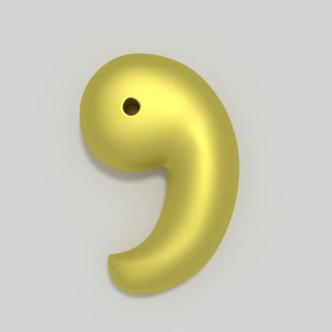 幸せの勾玉・ゴールドラッキーウェーブ金色4.5cm（フォルムAタイプ）