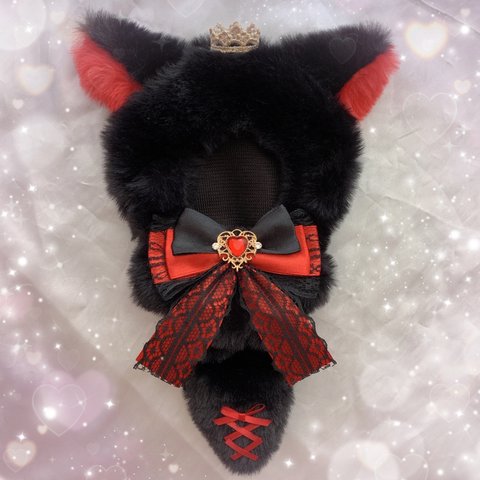 Black Red Wolfฅ^˶•̀д•́˶^ฅ❤️🖤  ぬい服‪‪❤︎‬