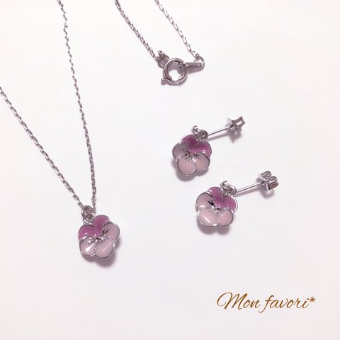 セット特別価格♡ビオラネックレス＆ピアス