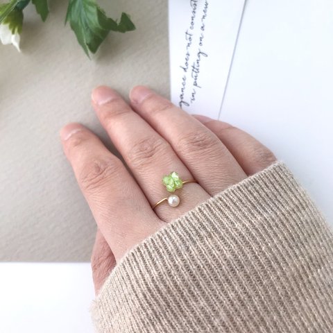 【再販】・＊little clover ring＊・   オープンリング/フォークリング/フリーサイズ/ワイヤーリング