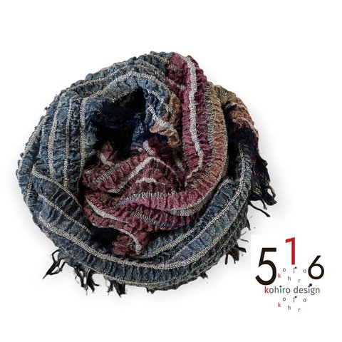 播州織 やわらか ウール コットン スヌード Snood ﾏﾙﾁｶﾗｰBUPKBE-W《 516 by kohiro design 》