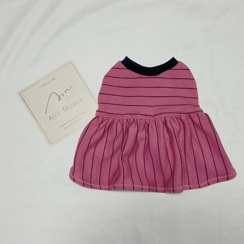 【 border knit onepiece】新色　ピンク　ボーダーニット　ワンピース　フレンチブル　フレンチブルドッグ　パグ　パグ服　フレブル服　犬服　キャンプ　ドッグウェア