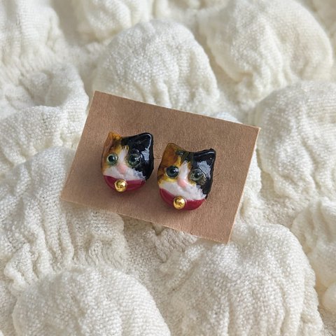 【保護猫支援】猫ちゃんお顔ピアス(ミケ)🎀