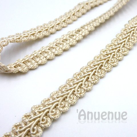 クラシック刺繍トリムブレード リボン【Golden ivory】11mm×1ヤード