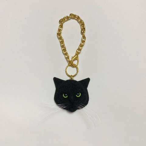 羊毛フェルト 猫バッグチャーム 黒猫