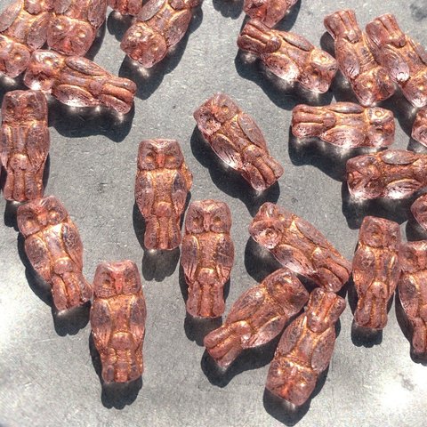 【5コセット】#czech beads#チェコビーズ　owl15✖️7㍉crystal/copper