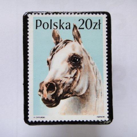 ポーランド　馬切手ブローチ1376
