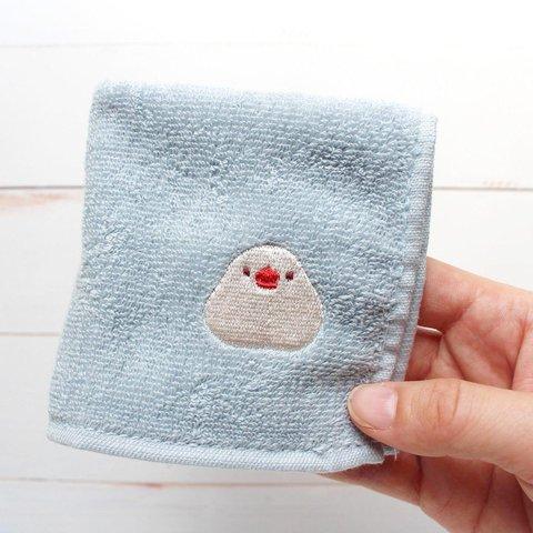 刺繍ハンドタオル　白文鳥