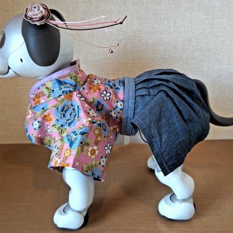 （8）aibo アイボ 袴風 服 頭飾り付き 振袖＋袴    