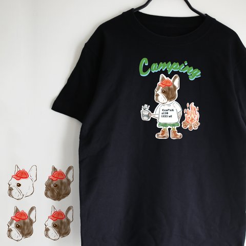 【文字変更】キャンプフレブル　黒 Tシャツ　キャンプ　お出かけ T　親子コーデ　リンクコーデ