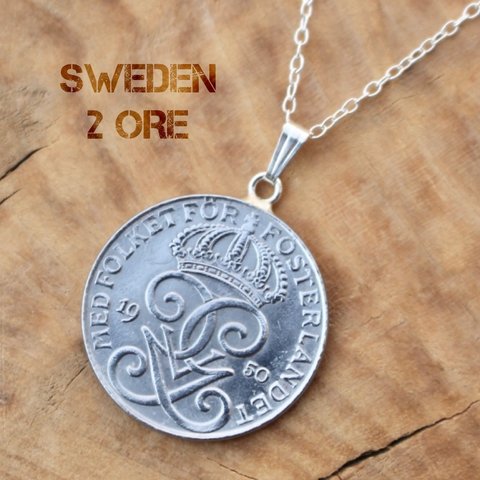 2オーレ Iron スウェーデン コイン ネックレス