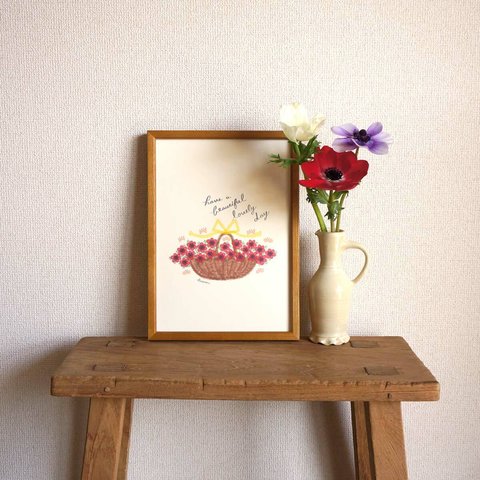 「アネモネの花かご」A4ポスター
