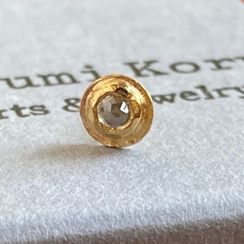 ◇ローズカット天然ダイアモンド 純金スタッドピアス◇K24 Pure Gold+Diamond（片耳分）