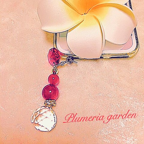 ボルドーの素敵な煌めき♡ イヤホンジャック＆サンキャッチャー  Jewels Crystal Red