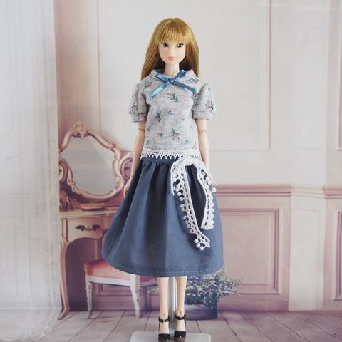 momoko ジェニー outfit.115 グレー花柄カットソーセット