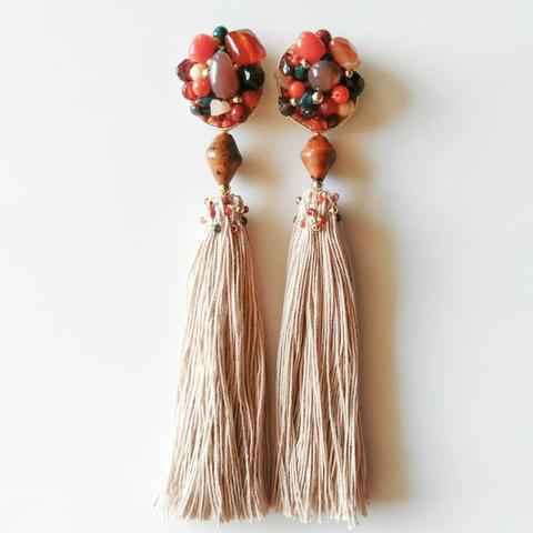 ns & Import beads+long tassel＊【Botswana Agate / Carnelian / Red agate / Garnet / and more...】＊