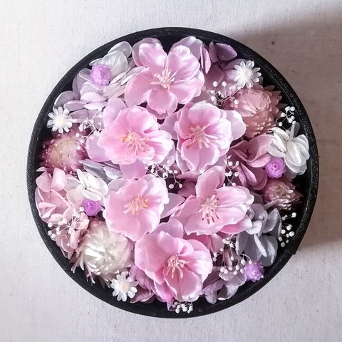 ●濃淡のある春色桜ボックスフラワー　藤色　桜　母の日　ギフト●