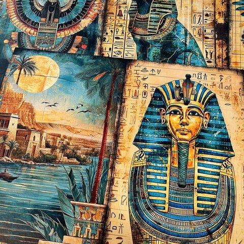 Egypt 神の墓 エジプト　素材紙　 コラージユ　デザインペーパー （L）