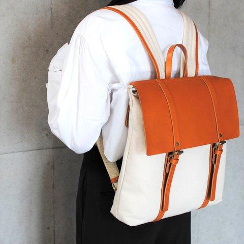 MahL+81　FlapRucksack　本革　帆布　キャンバス　フラップリュック　バックパック　7M0-1106