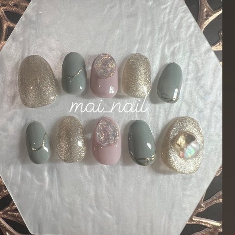 【SALE】ネイルチップ　マグネットネイル　春ネイル　結婚式　ブライダル