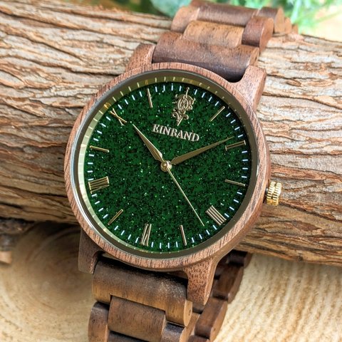 【木製腕時計】EINBAND Reise グリーンサンドストーン × Walnut Wood 木の時計【40mm】