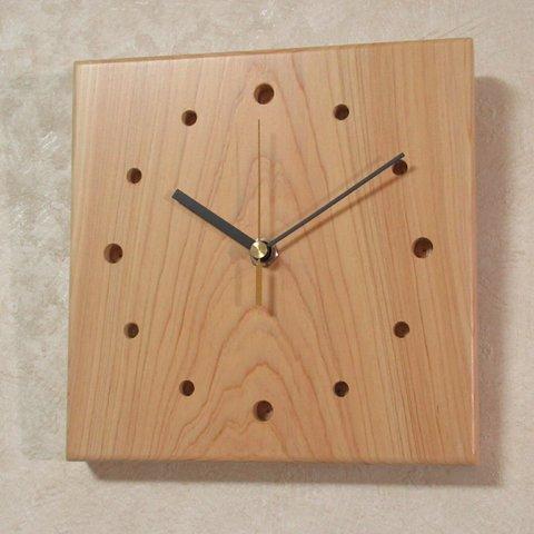 天然木 桧　木製時計78（掛け時計）