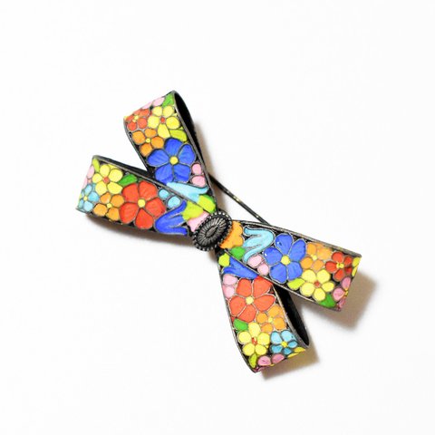 Vintage 1960's riboonmotif multicolor　flower　brooch