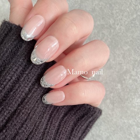 Silver glas french nail tip