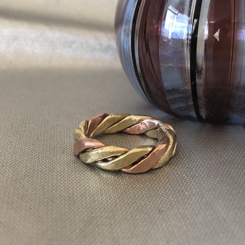 銅と真鍮の指輪　(ツイスト、W5)