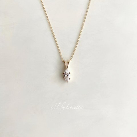 14kgf cubic zirconia marquise necklace