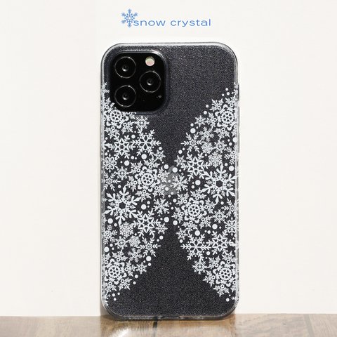 iPhoneケース クリア 雪 結晶 スノークリスタル TPU ソフトケース iPhone15 iPhone15Pro iPhone14 iPhone14Pro iPhone13 他各機種対応 