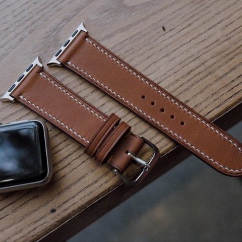 高級レザー使用Apple Watchベルト　メンズ時計ベルト　腕時計　革ベルト　皮　革