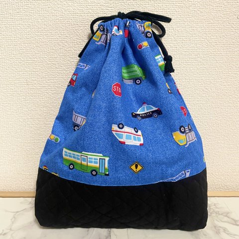 ラスト一点/お名前刺繍、サイズ変更不可/お着替え袋【働く車4】