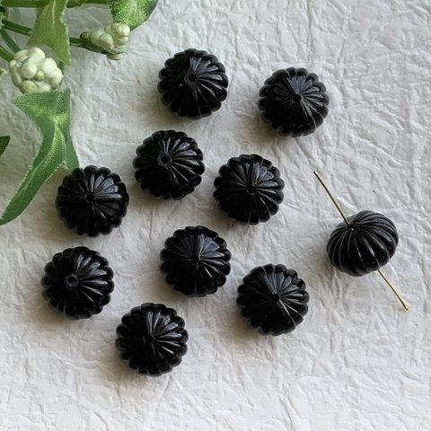 【SALE】【10個】 【ブラック】ドイツヴィンテージ  アクリルミニパンプキンビーズ 10個セット