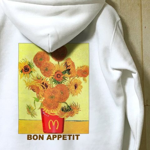 BON APPETIT / 絵画プリントプルオーバーパーカー