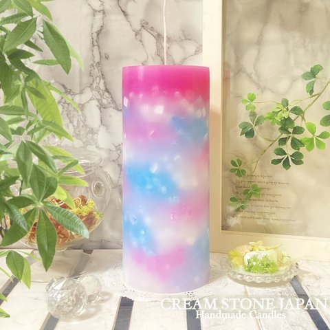 Φ10.3cm×H25cm ペタルキャンドル (フューシャ) № 000758 /Gradation Candle