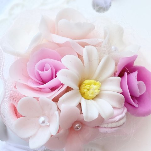 🌹薔薇とマーガレットの花束アロマストーン💐💕ホワイト