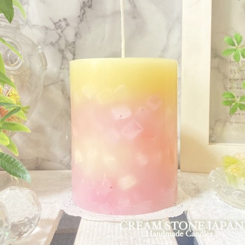 Φ7.8cm×H10cm ペタルキャンドル (ジョーヌプッサン) № 000749 /Gradation Candle